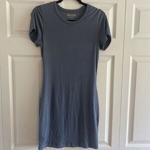 Skatie Blue Ribbed Dress Size Large Bodycon‎ Mini Shirt Dress